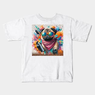 Pug Dog Graffiti Kids T-Shirt